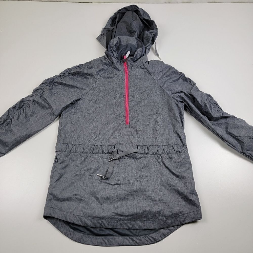 Fabletics Gray Rain Jacket Sizesmall Hidden Hood - image 3